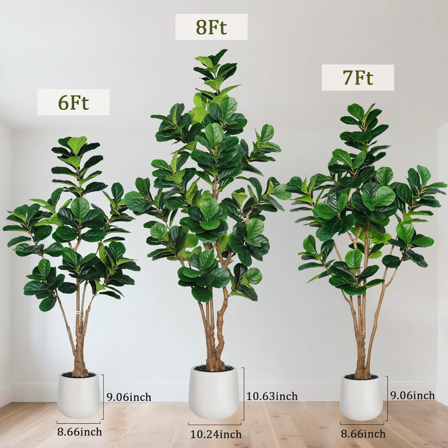 7ft Artificial Fiddle Leaf Fig Tree with White Planter – Perfect Indoor Decor