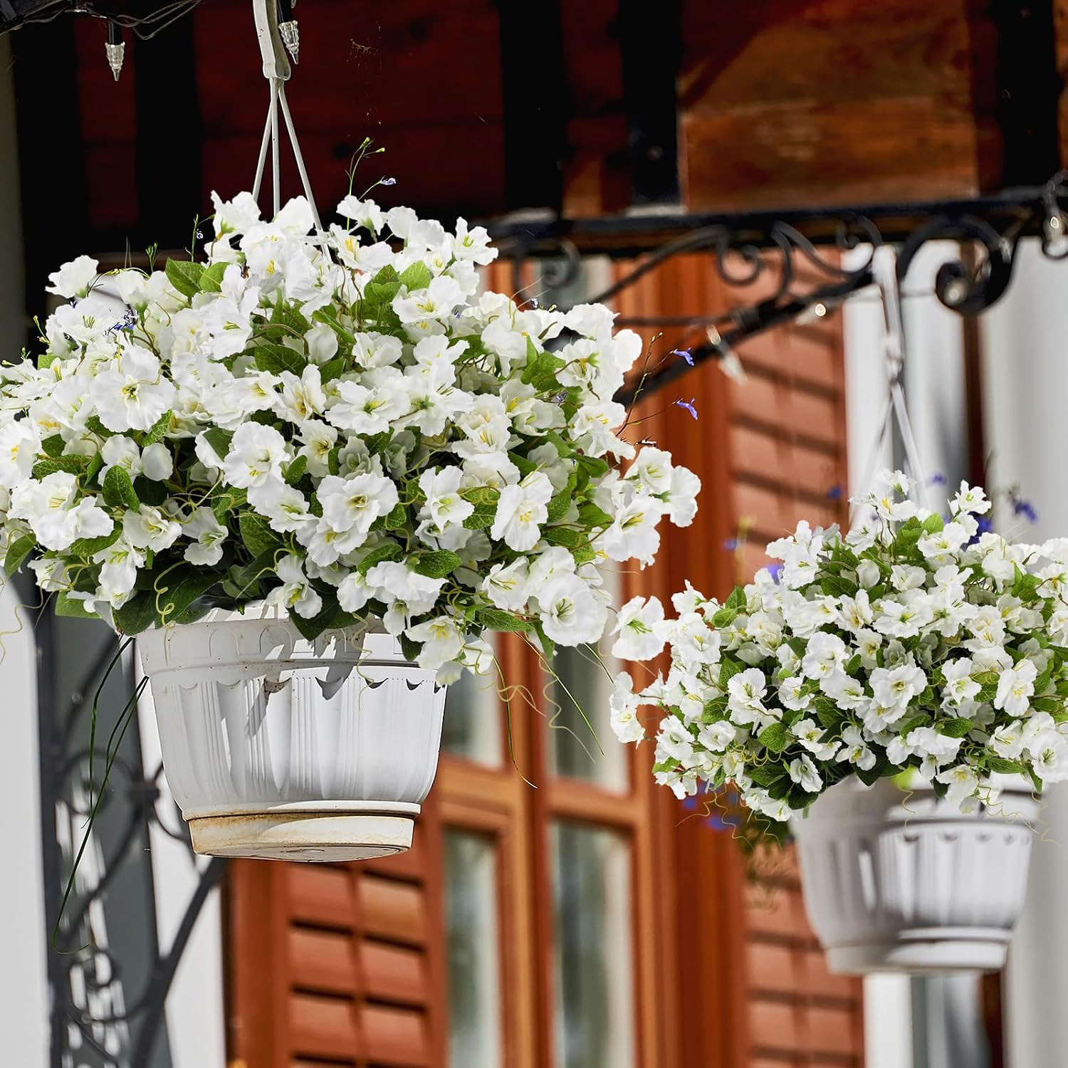 12 Bundles White Artificial Hibiscus Flowers for Outdoor Spring Decor