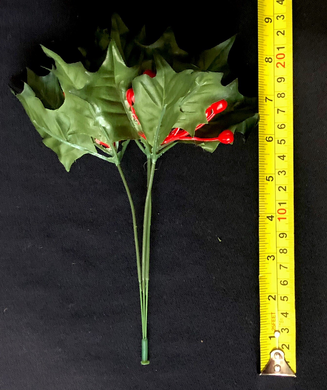 Artificial Silk Red Holly Berry Floral 3 Stems w Berries Heads 5” Christmas New