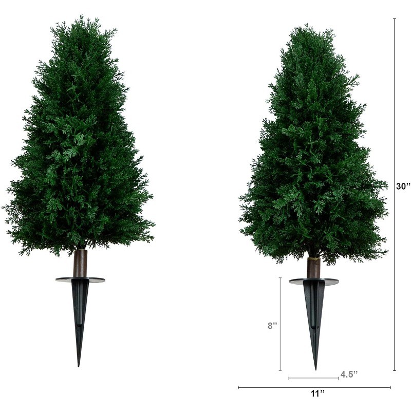 2.5ft.UV Resistant Artificial Cedar Plant Integrated Ground Stake Indoor/Outdoor
