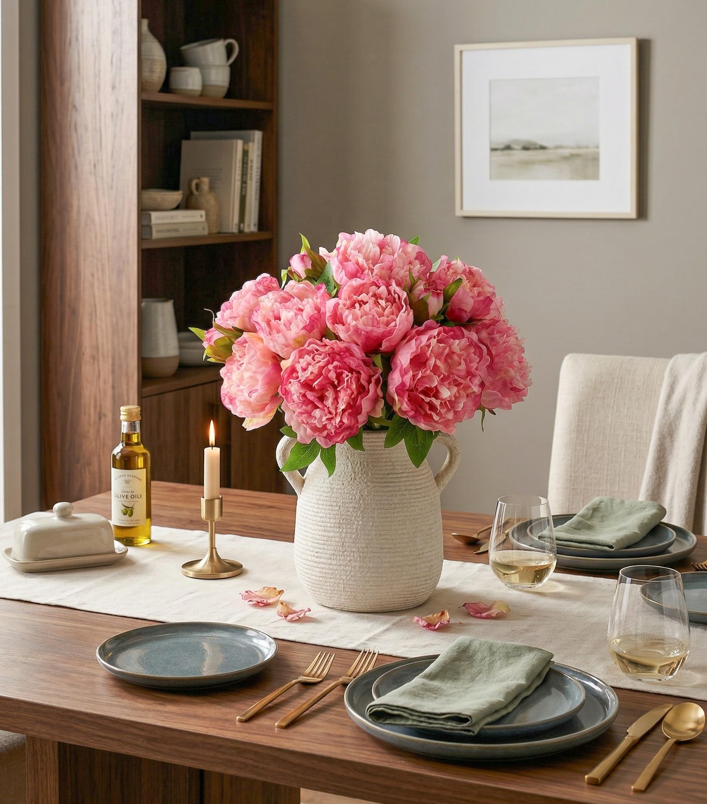 11 Branches Pink Peony Artificial Fake Flowers Wedding Bouquets Party Decor