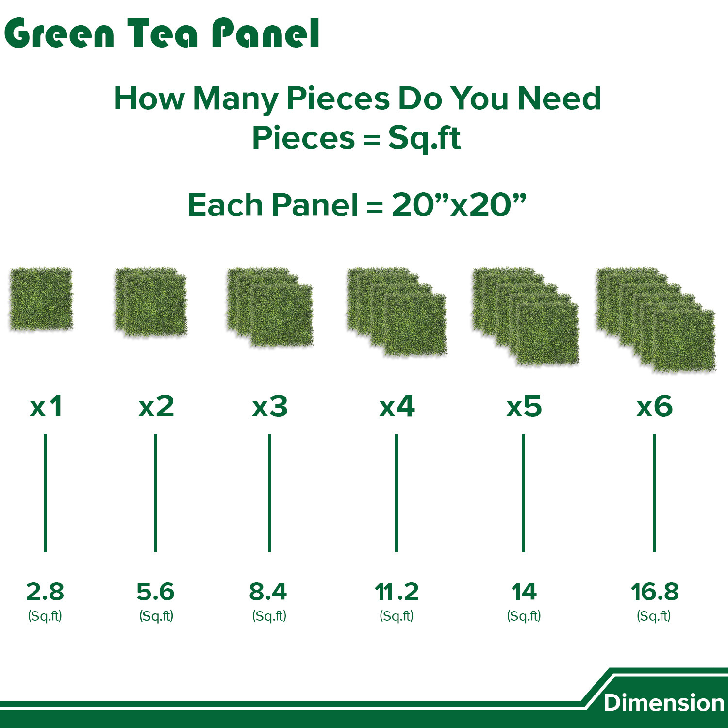 20″ Artificial Faux Green Tea Leaf Grass Mats Privacy Home Hedge Festival Decor