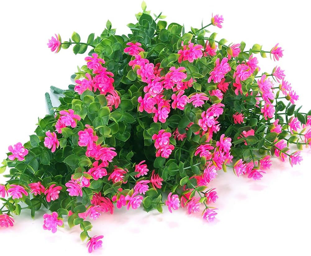 Artificial Flowers Fake Outdoor UV Resistant Boxwood Plants Shrubs 4 Pack, Faux