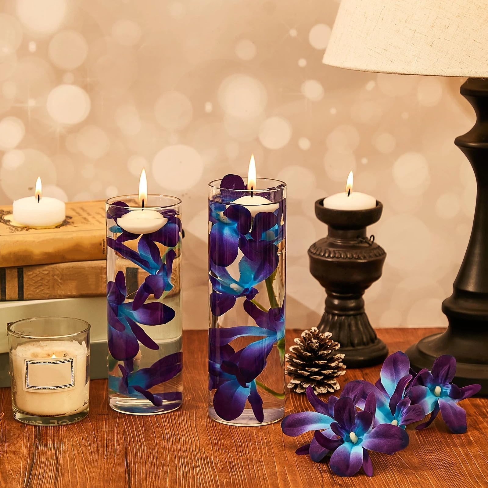 24 Pieces Blue Purple Faux Orchid Flowers Artificial Flower Vase Fillers Wedd…