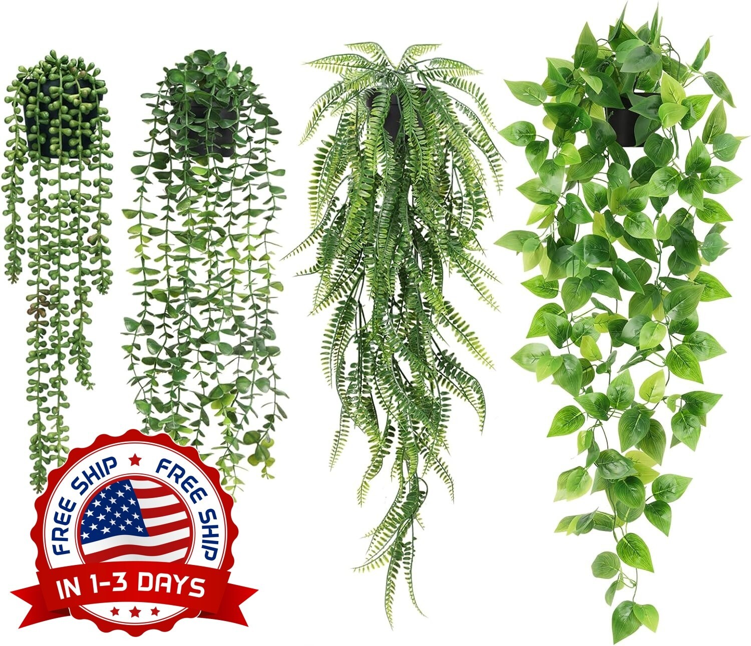 4 Plantas Colgantes Artificiales De Hiedra Falsa Para Decoración De Pared Hogar