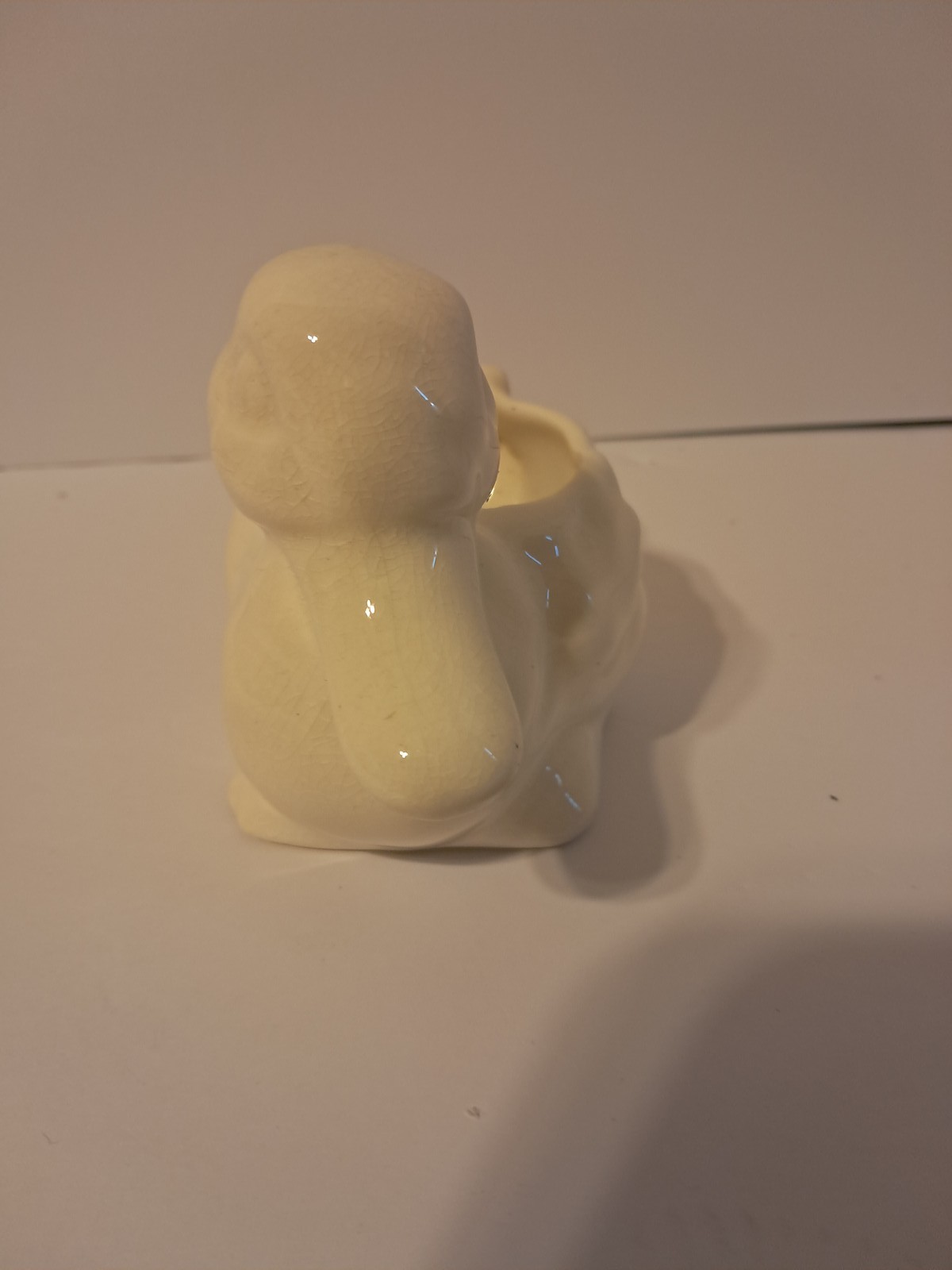 Vintage Style Ceramic Duck Planter Cream Off-White Figural Home Decor