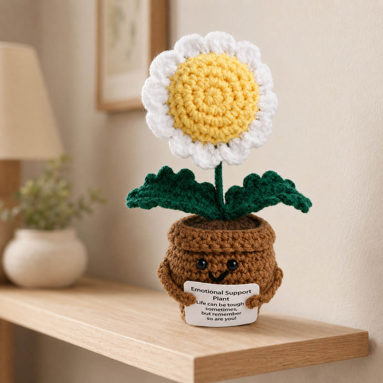 Handmade Crochet Flower Pot 6in Emotional Support Desk Decor Choose Style