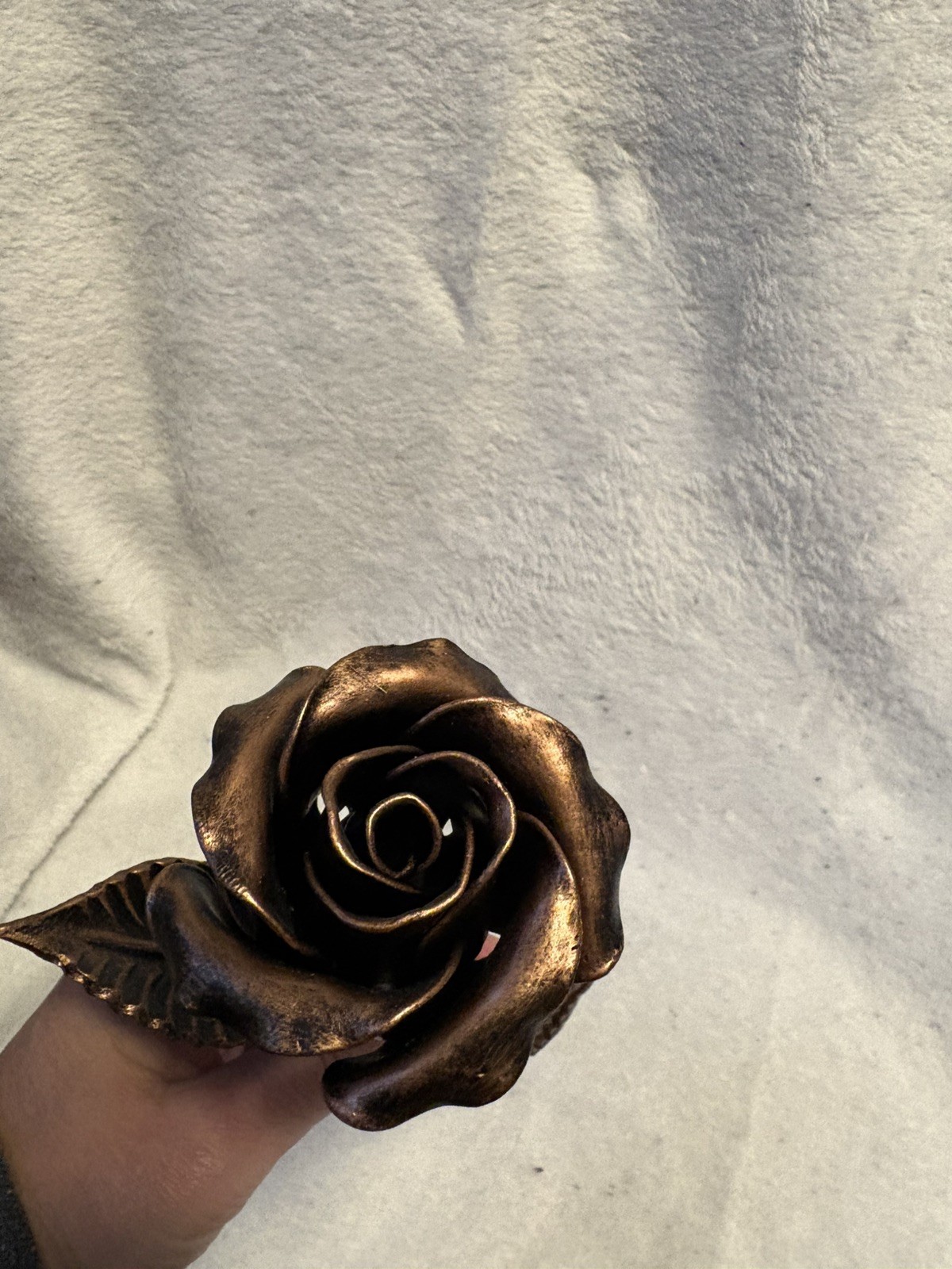 Handcrafted Bronze Metal Rose –