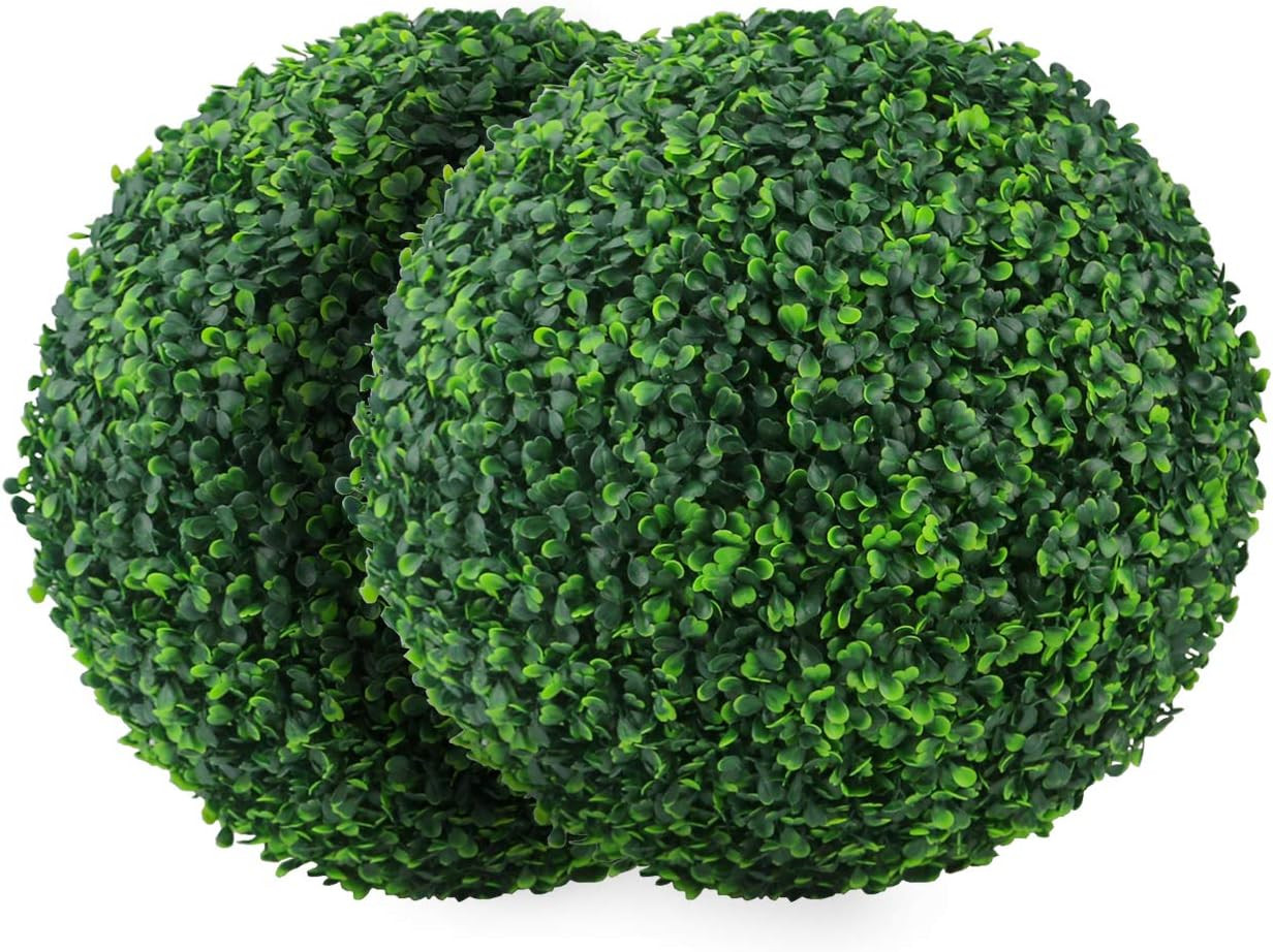 2 PCS 19.7 Inch 4 Layers Artificial Plant Topiary Ball Faux Boxwood Decorative B