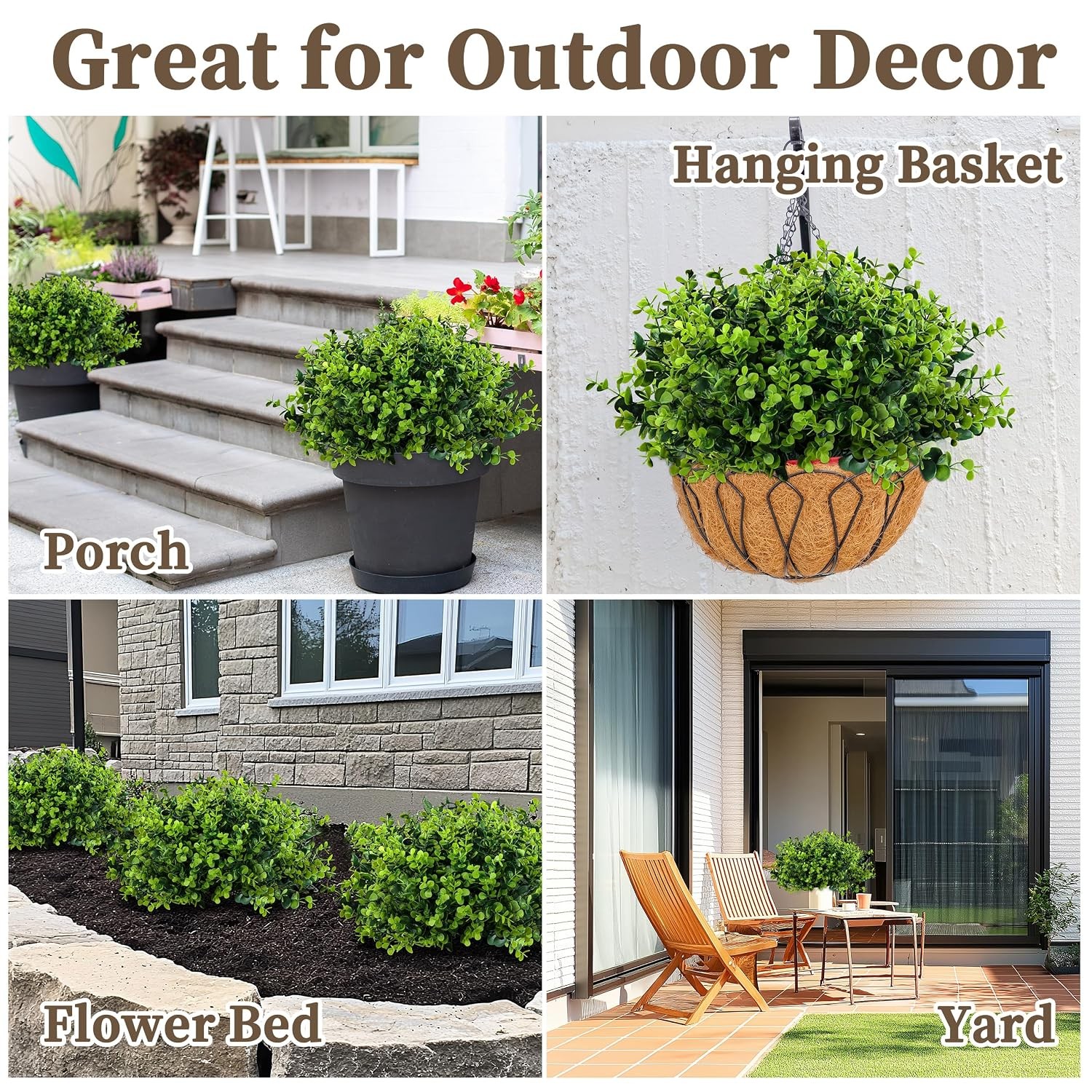 Artificial Boxwood Plants 20 Bundles Fake Outdoor Plants Boxwood Plant