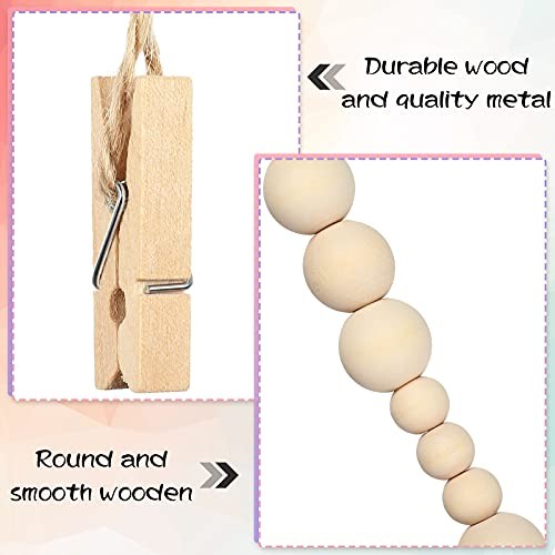 Wall Hanging Photo Display with Wooden Beads Garland 4 Feet Boho Collage 2