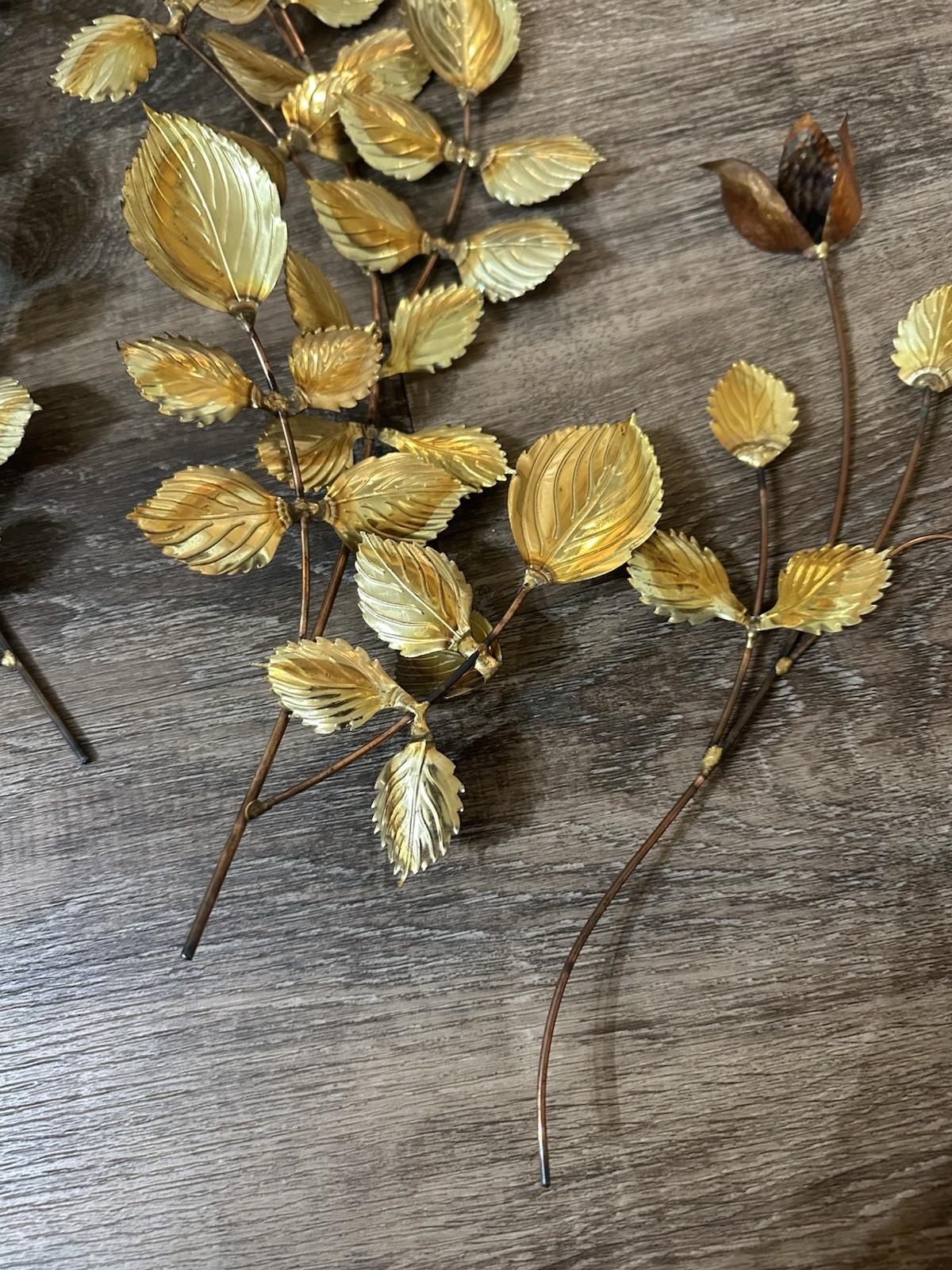 Metal Leaf Sculptures Wall Hangings Flower Floral Vintage Decor 80s 90s