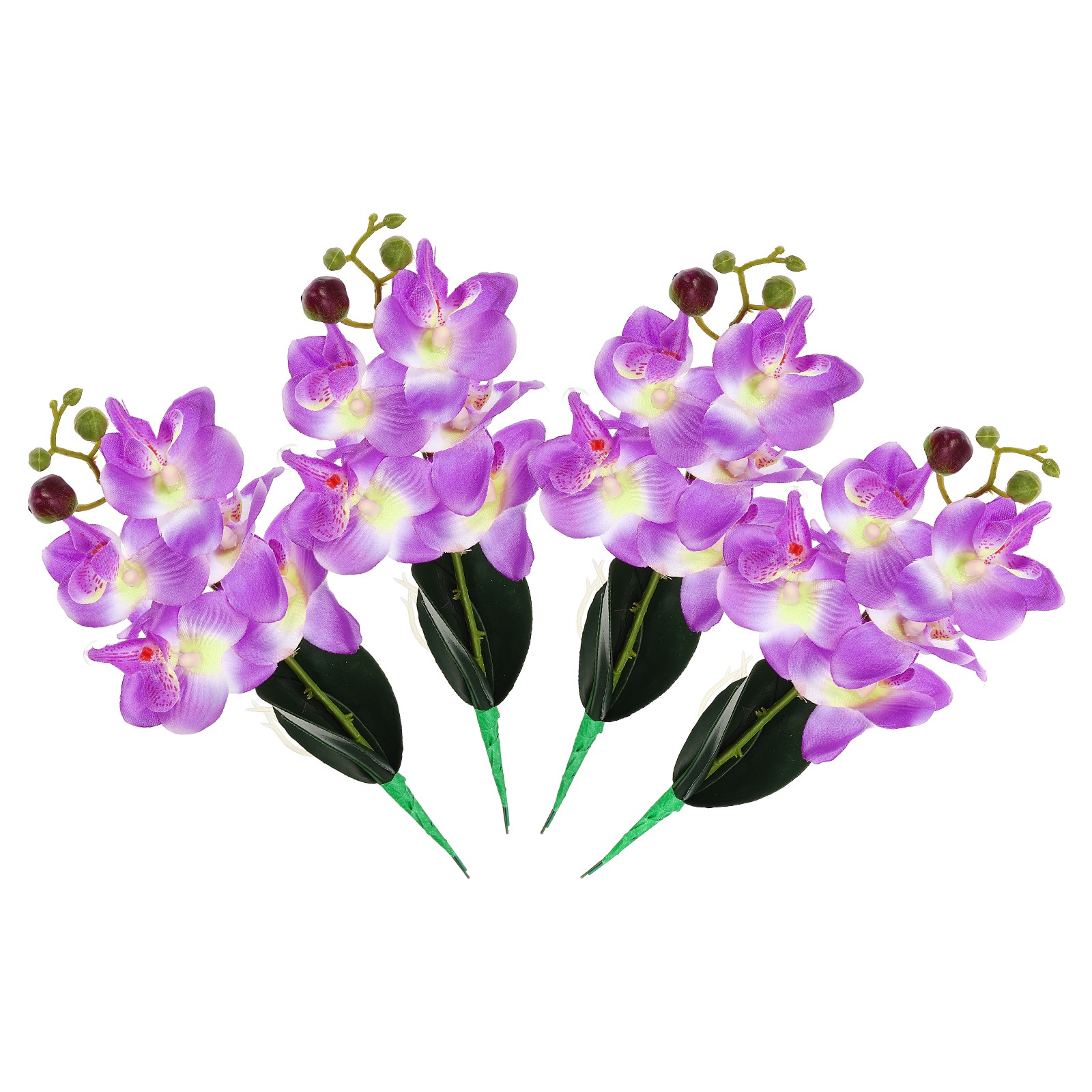 4 Pcs 11 Inch Artificial Phalaenopsis Fake Flowers Real Touch, Purple