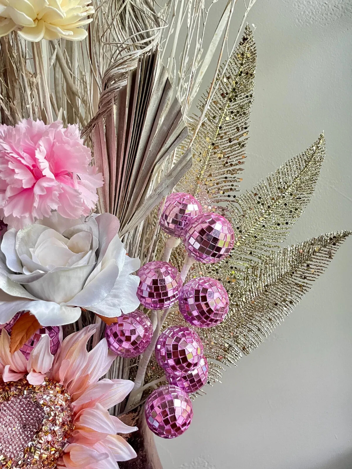 Pink Sunflower Centerpiece Chic Disco Living Dining Room Decor Bedroom Accent