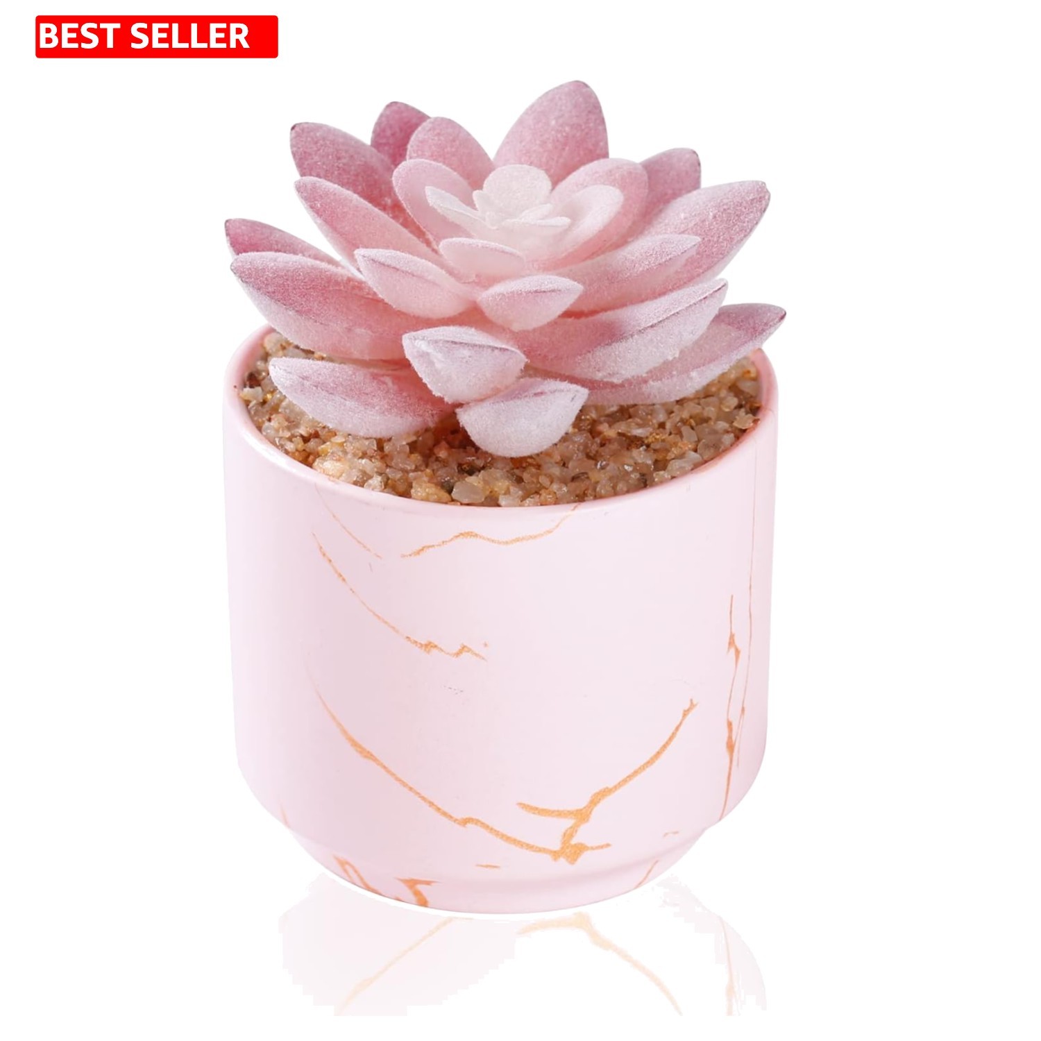 Elegant Artificial Succulent in Round Pink Pot – Indoor Decorative Accent