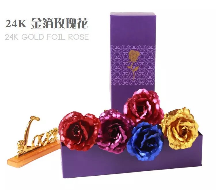 24k Gold Foil Collectible Rose Flower Unique Gift (RED)