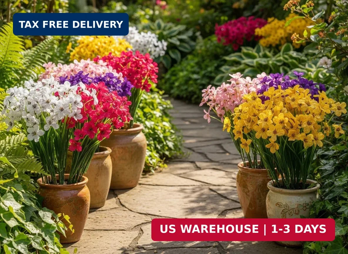 20 Bundles Artificial Outdoor Flowers UV Resistant Faux Plants for Outside Decor