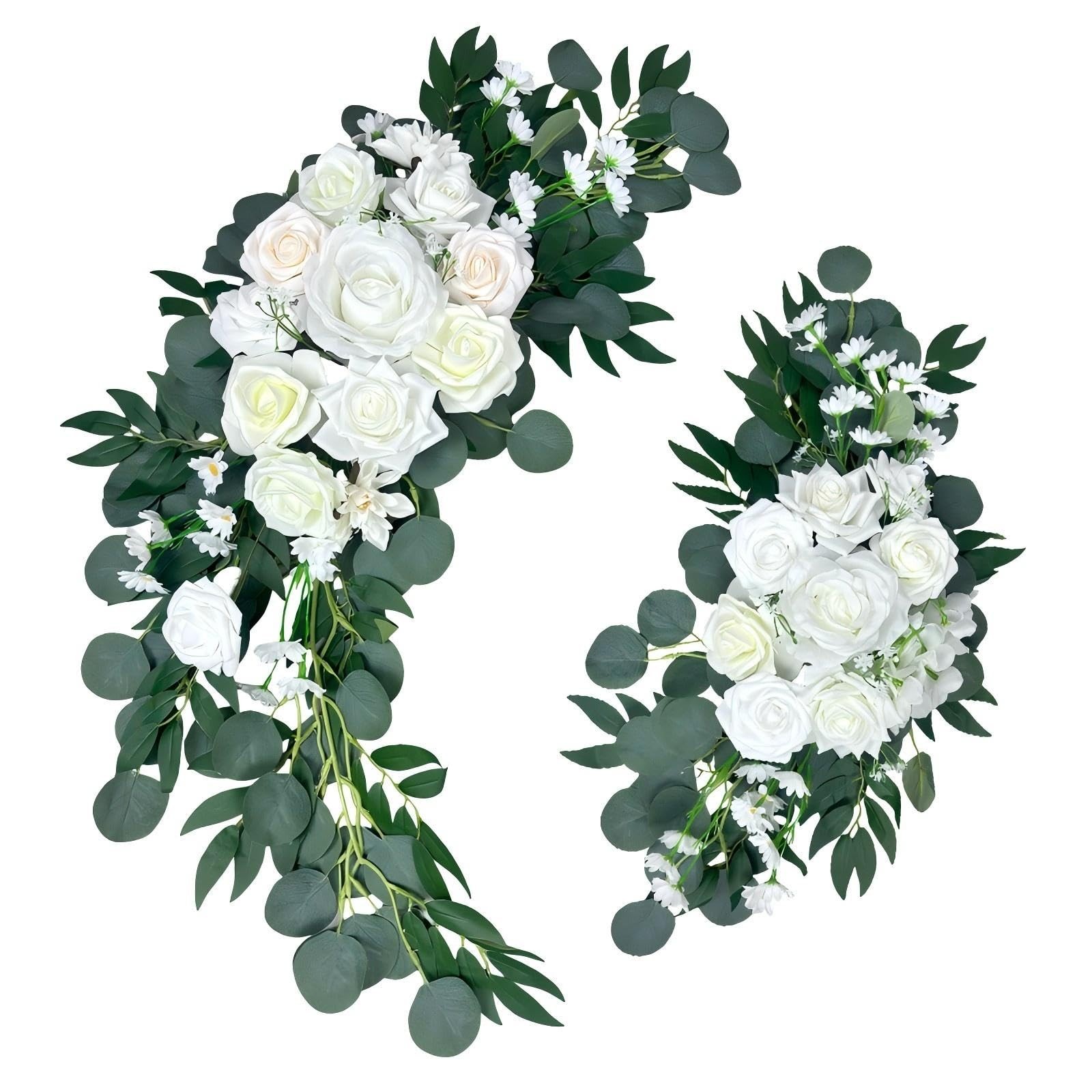 Petalivebioom Wedding Arch Flowers Set of 2 White Floral Swag for Wedding Cer…