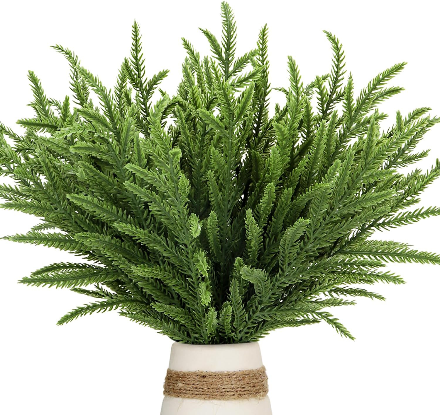30 Pcs Christmas Real Touch Norfolk Stems, 15Inch Artificial Pine Branches Faux