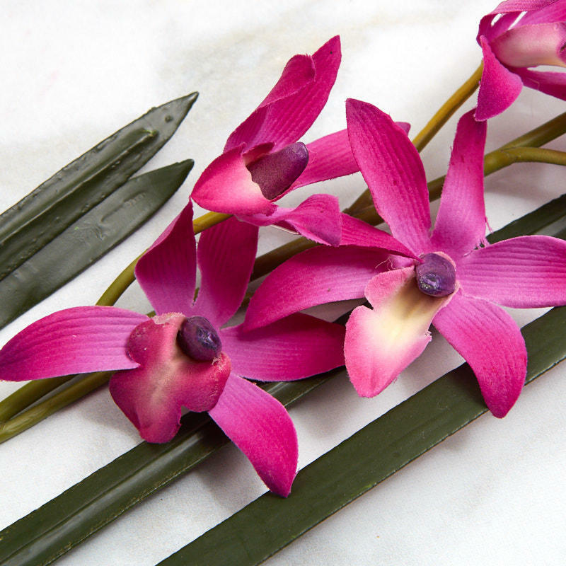 Factory Direct Craft Poly Silk Fuchsia Orchid Floral Stem | 29 Inches Long
