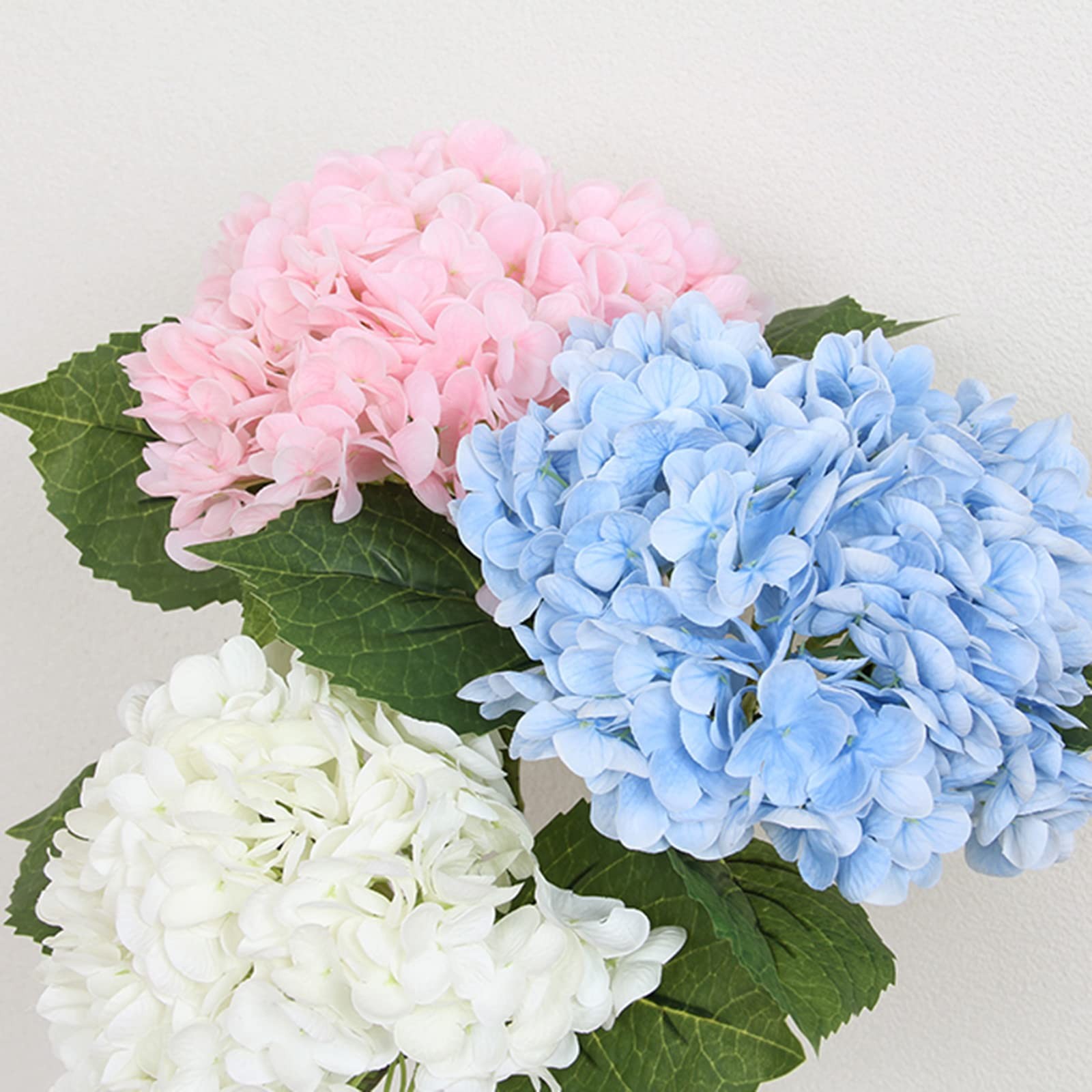 3 Pcs Real Touch Pink Hydrangea Artificial Flowers 21 inch Large Lifelike Lig…