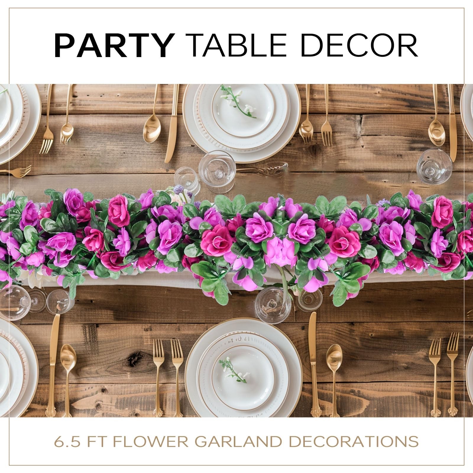Miracliy 5 Pack 41 FT Flower Garland Decorations Plastic Artificial Flowers for
