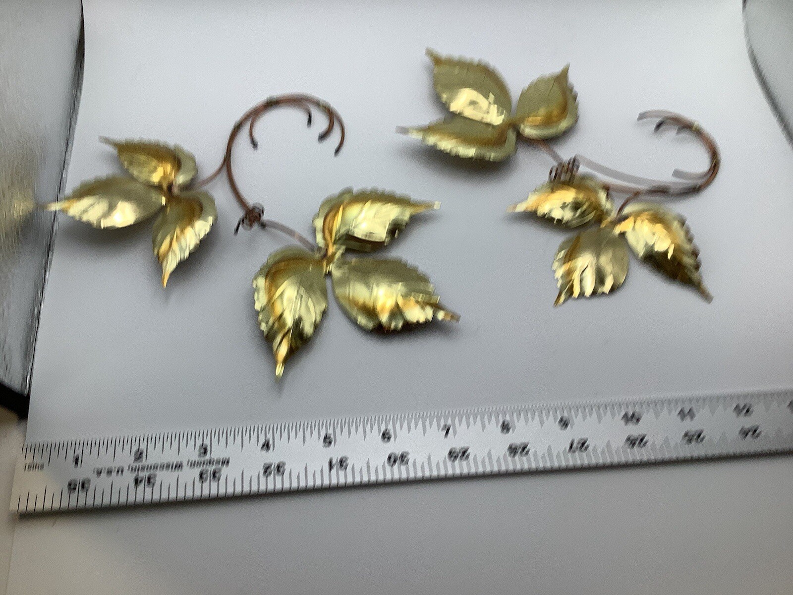 Vintage Brass Copper Metal Leaves- Home Interior Table Wall Decor