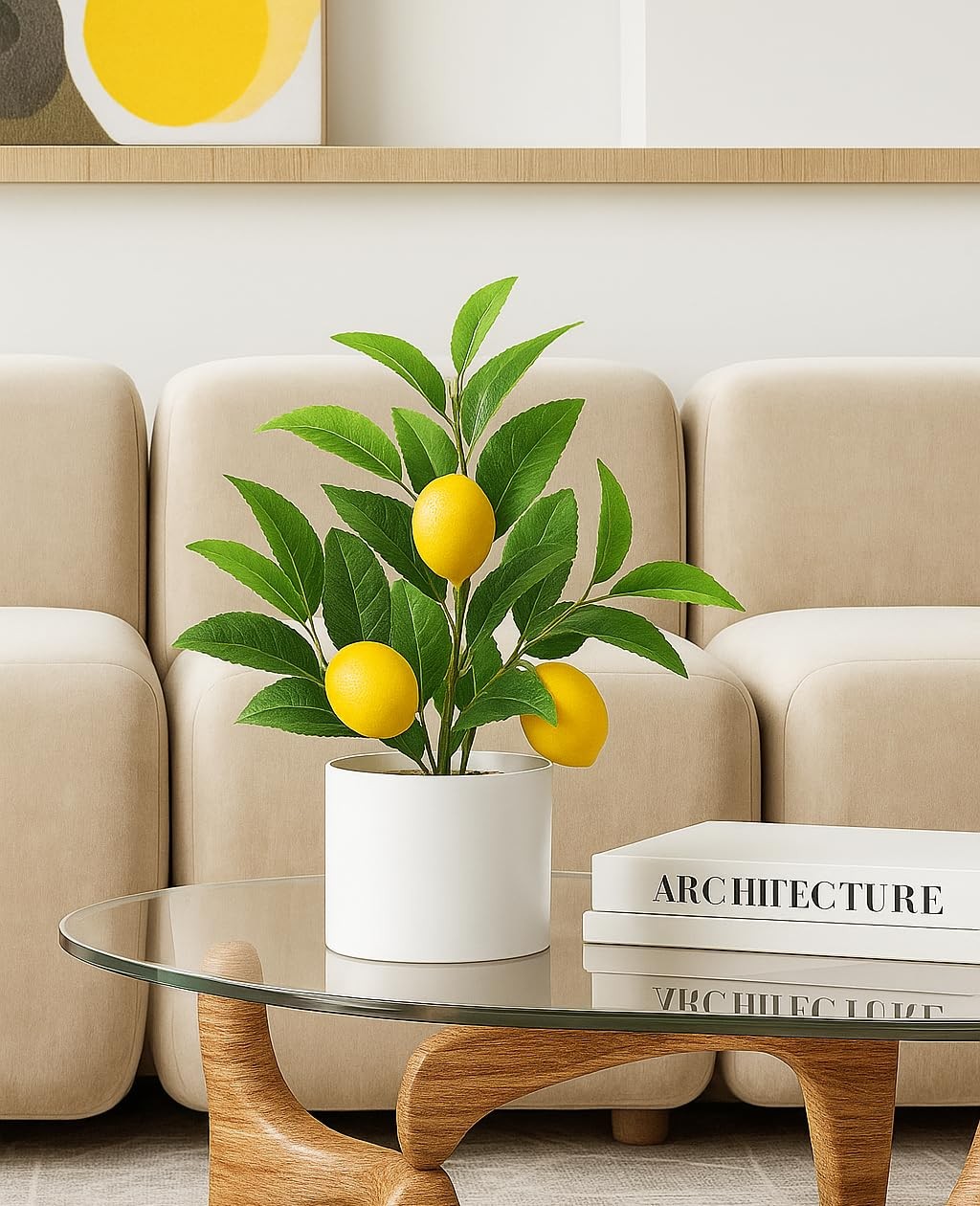 Realistic Small Fake Lemon Tree for Lemon Decor, 14.6 Inches Artificial Lemon…