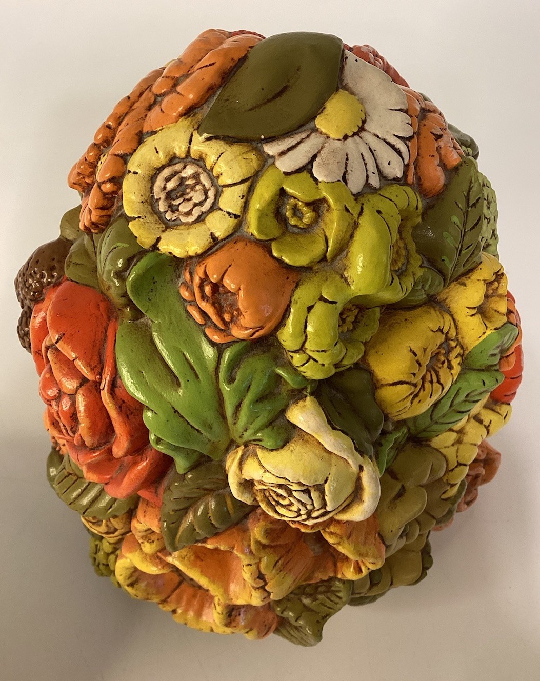 Holland Mold 1970 Topiary Centerpiece Colorful Handmade Floral Retro Granny Core