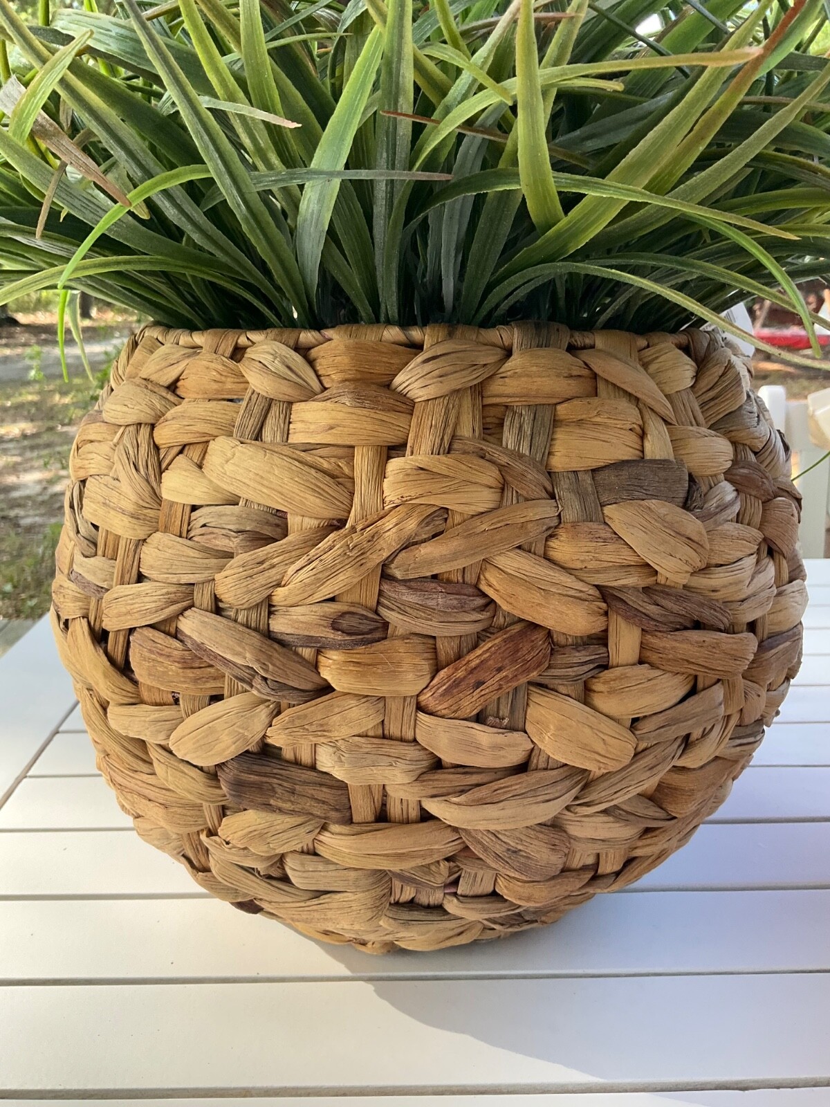 Artificial Plant Greenery in Woven Basket Planter, 14- 16” tall Fake Plant