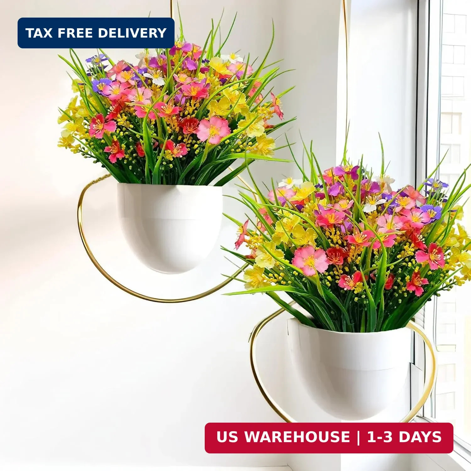 12 Bundles Artificial Flowers for Outdoor: UV Resistant Faux Silk Wildflowers…