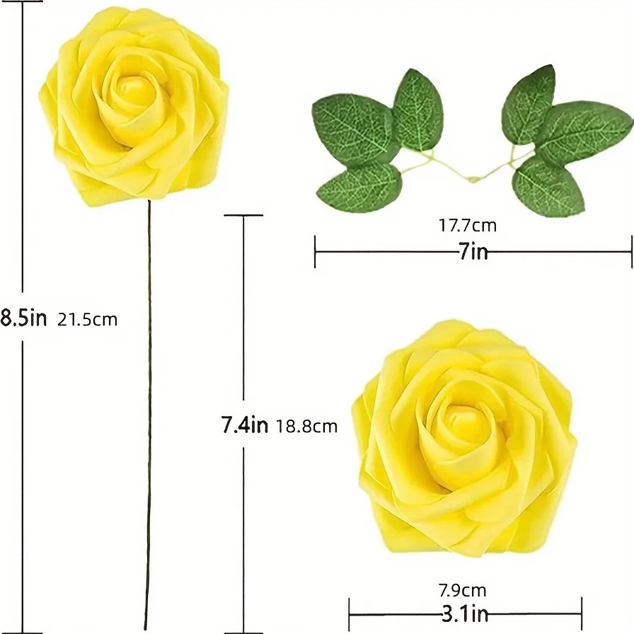 25pcs Artificial Rose Flowers with Stems for DIY Wedding Home Decor