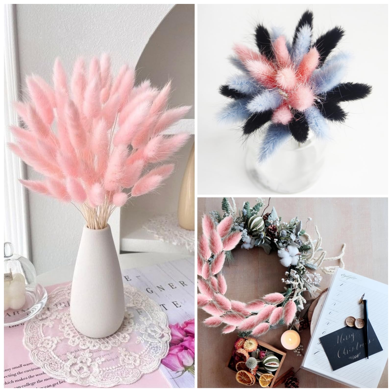 120 PCS Pink Dried Pampas Grass Decor, 17-inch Pompas Floral, Dry Flowers for…