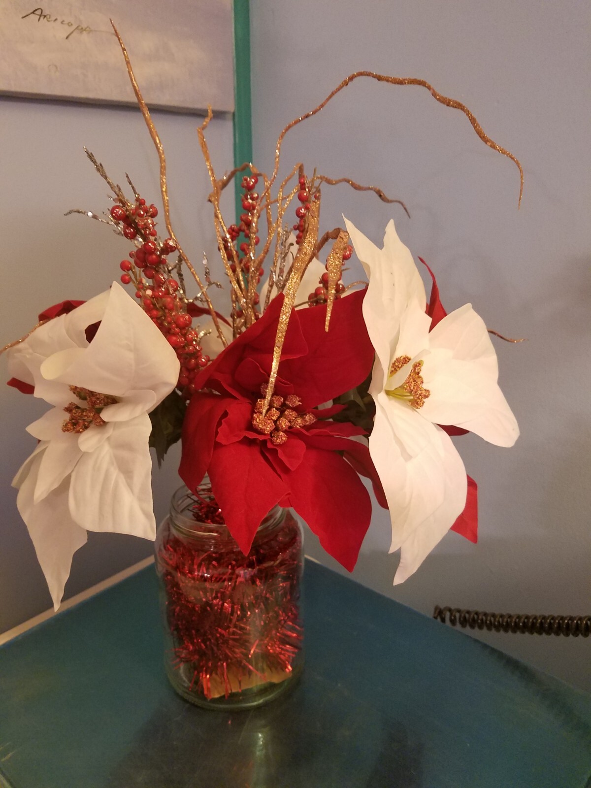 Handmade Table Decor I made this with a recycled glass jar and assorted…