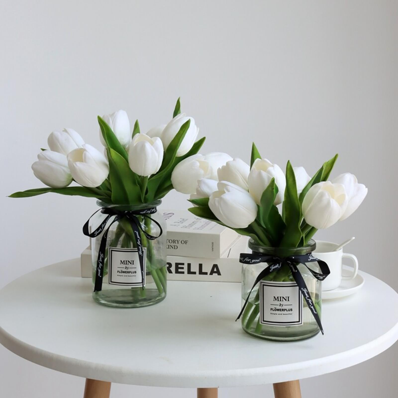 Luxury Artificial White & Green Tulip Flowers – 11pcs for Home, Wedding, Valenti