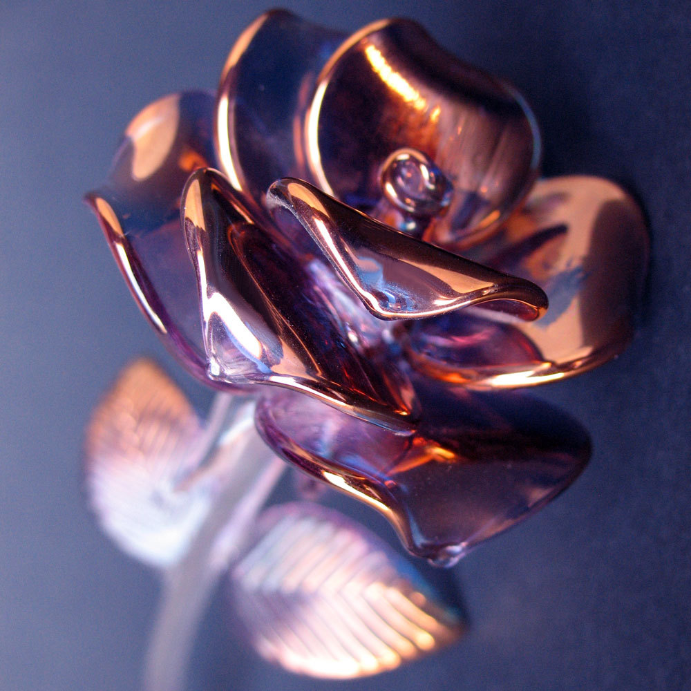 Glass Rose Hand Blown Crystal 24k Gold Figurine