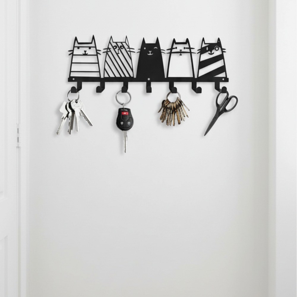 Black Metal Wall Hooks – Heavy Duty Coat Hat Keychain Entryway Rack Decor