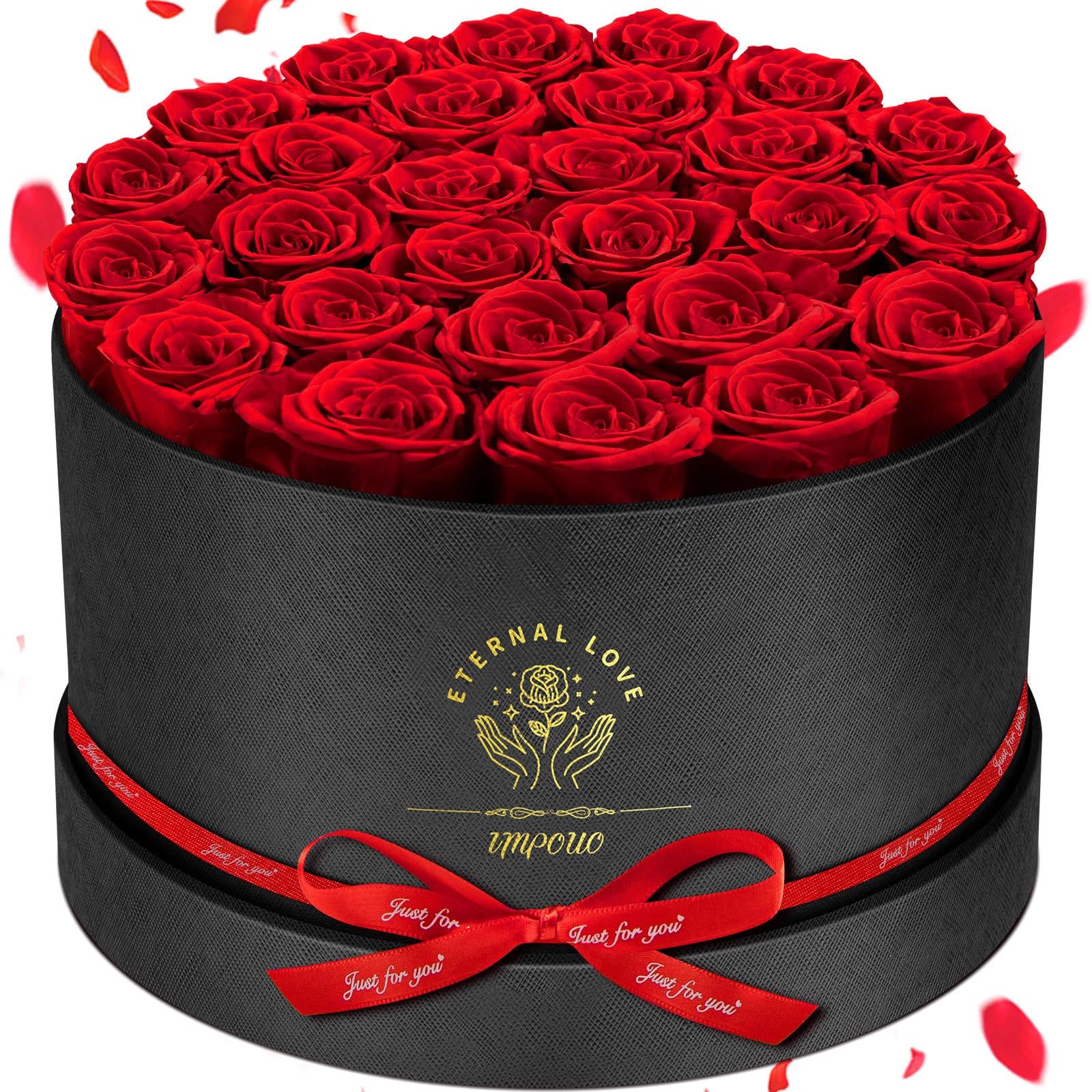 27 PCS Red Forever Flowers Real Preserved Roses In Box Birthday Anniversary