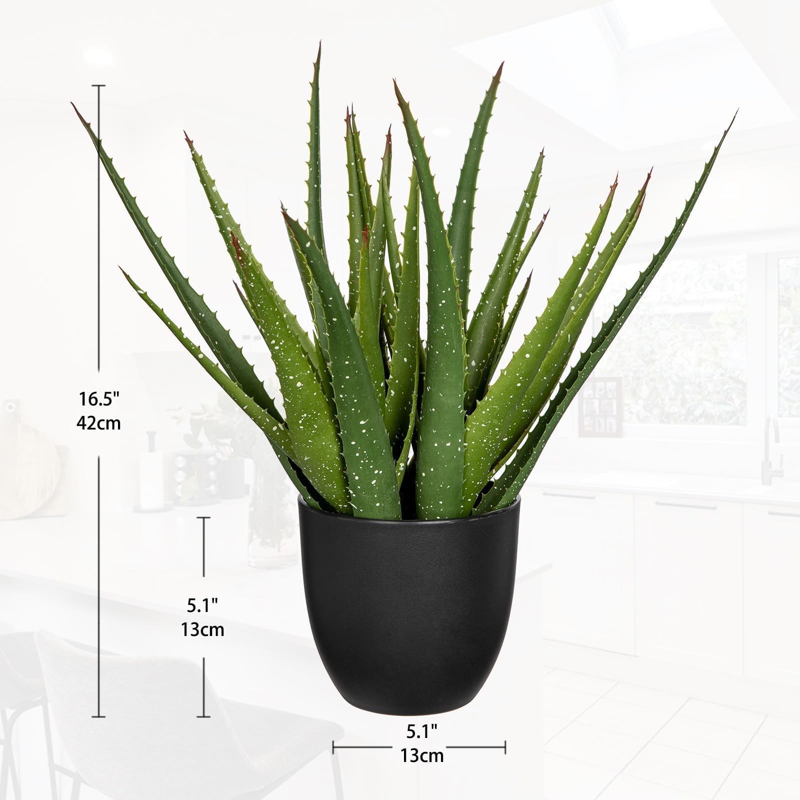 Large Fake Succulent Aloe Vera Plants 16.5 Inch Artificial Succulents with Bl…