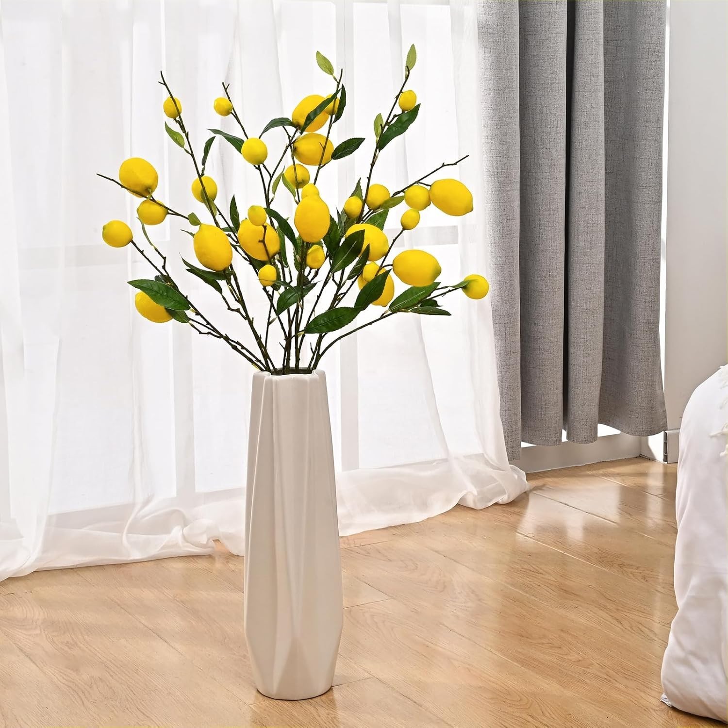 Versatile 2 Pack Artificial Lemon Branches – Ideal for Home and Outdoor Spaces