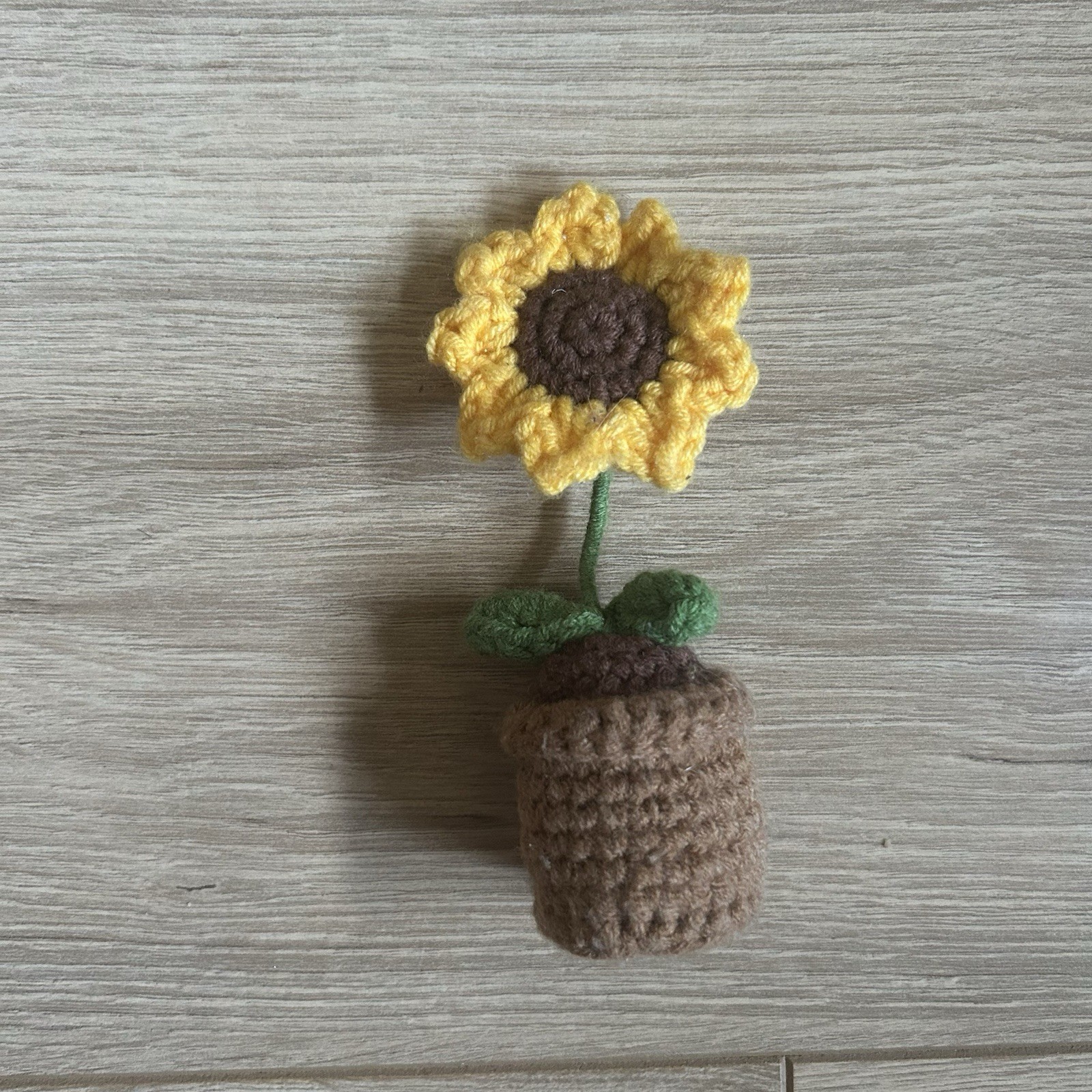 Crochet Sunflower Mini Flower Pot Plant Decor