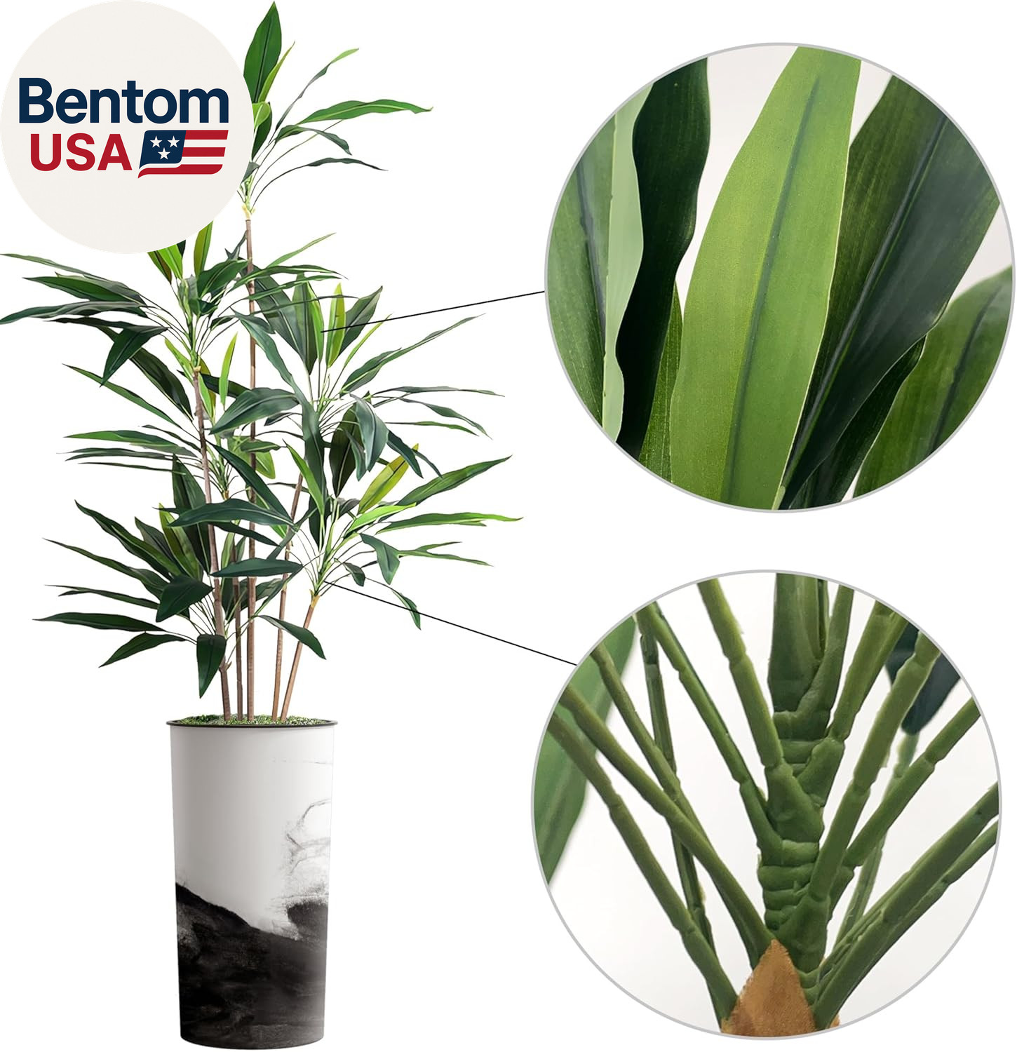 Artificial Tree in Contemporary Planter, Fake Dracaena Tree Silk Tree for Indoor
