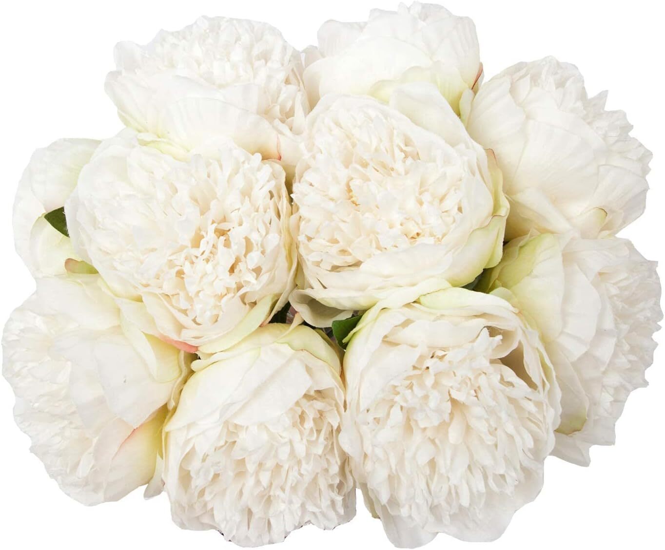 2 bunches of 10 artificial peony silk flowers Party Decoration (milky white)