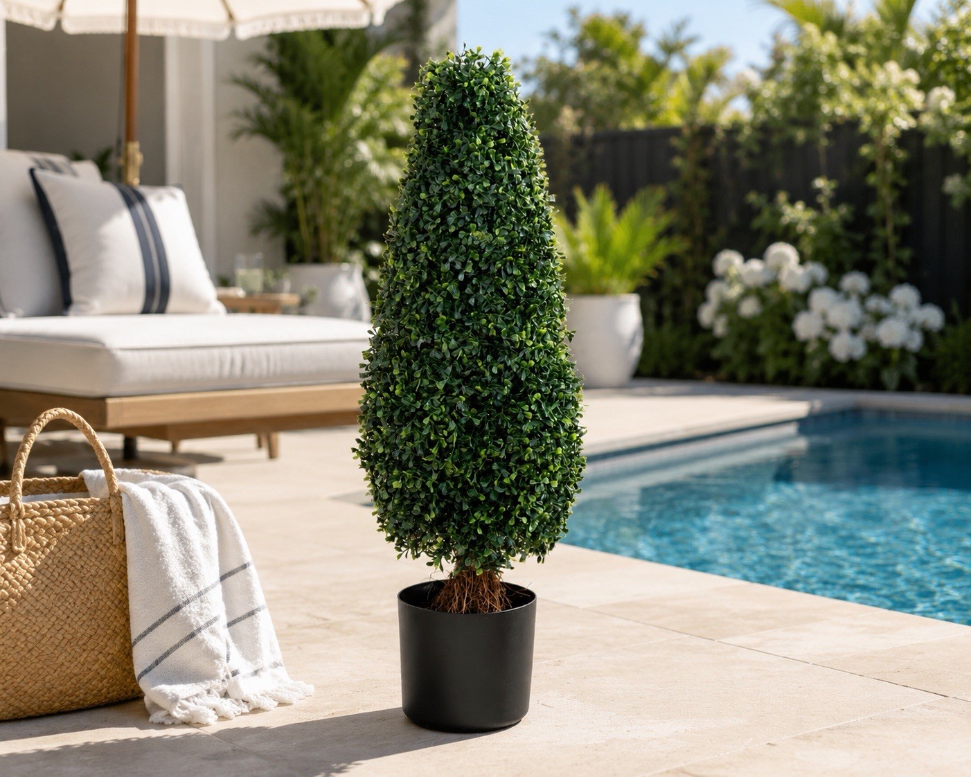 3’ UV Artificial Boxwood Topiary Cone Tree Indoor/Outdoor Home Decor