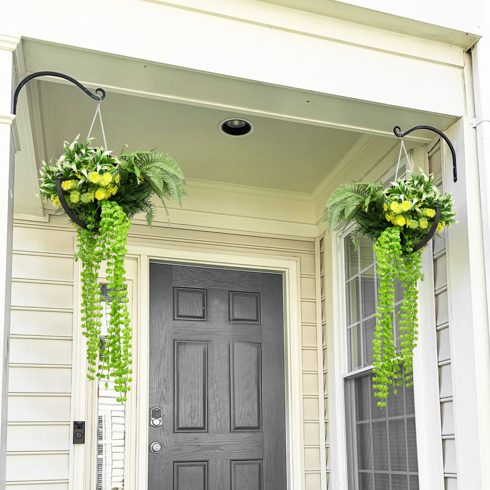 Artificial Hanging Plants Greenery w/ Black Frame For Wedding Home Office Decor