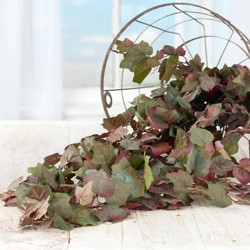 Set of 2 Green and Red Mixed Artificial Grape Leaf 32″ Floral Bushes