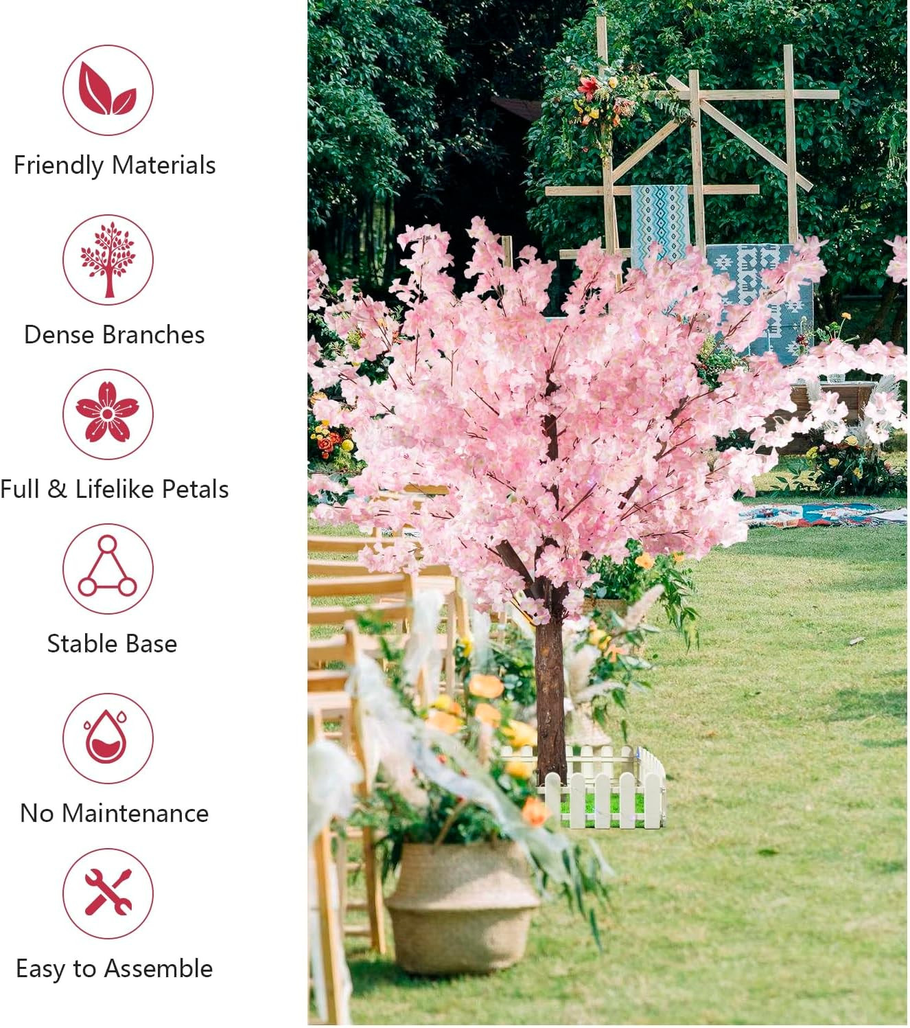 Handmade Pink Cherry Blossom Tree for Indoor Decor & Events