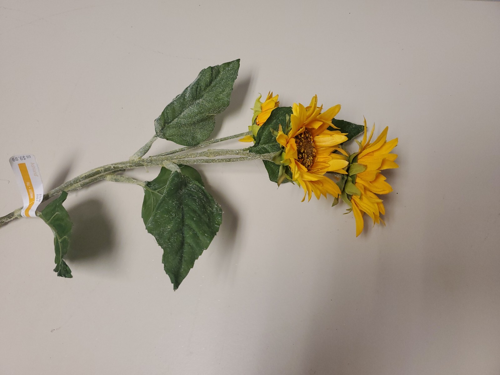 SM Bloom Bright Orange Sunflower Stem / Pick 29″ High Autumn Fall Summer Floral