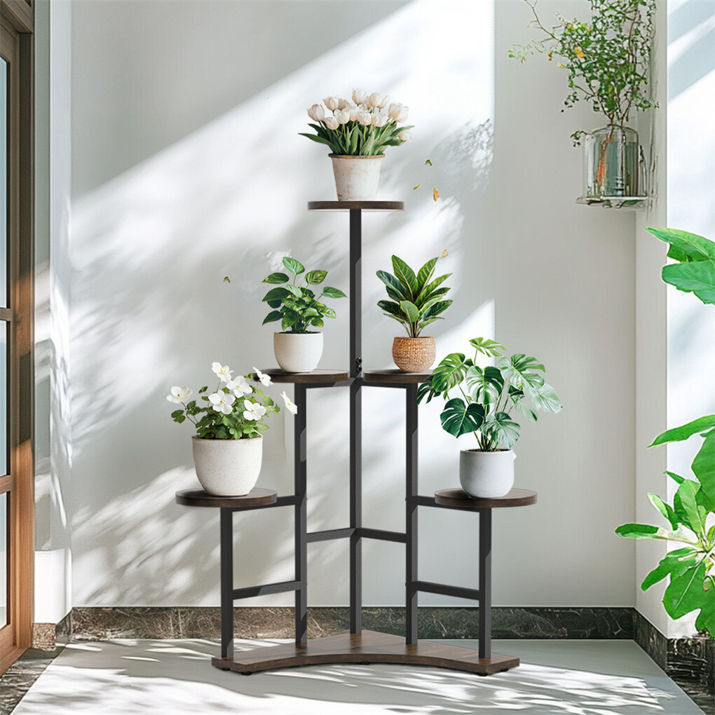 6 Tiers Triangle Corner Plant Stand Flower Pots Holder Rack Indoor Outdoor Patio