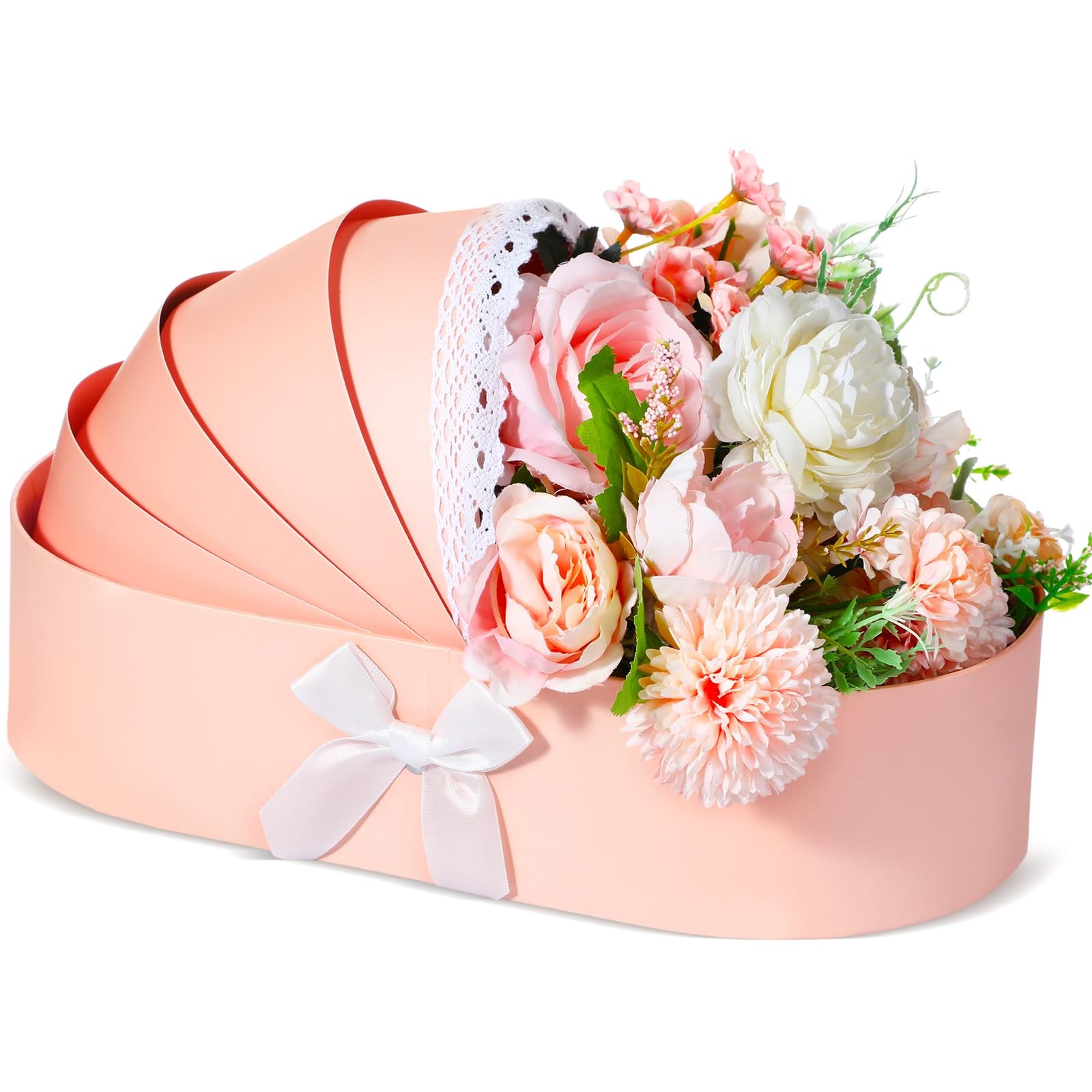 Baby Shower Floral Basket Pink Cradle Gift Arrangement